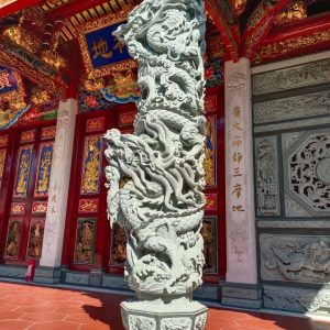 Blue stone dragon pillar