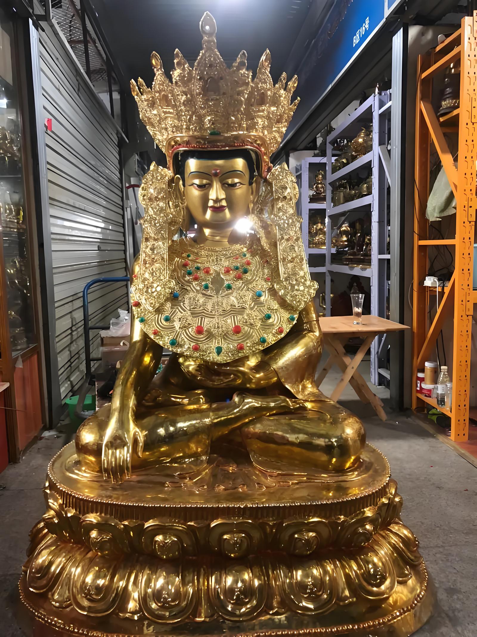 Buddha statue cast copper sculpture - Imagen 2